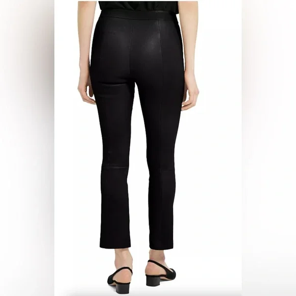 Theory Urban Slim Leather Flare Pants, Size 4